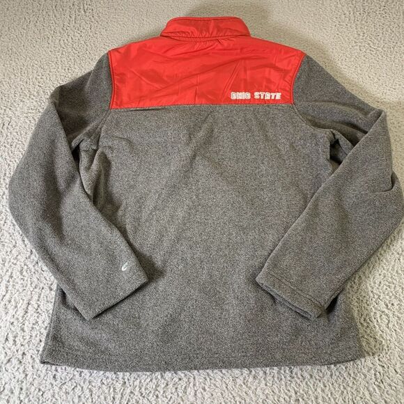 Ohio State Buckeyes Fleece Sweater Mens Medium Pockets Colosseum Gray Red NCAA - Picture 2 of 13